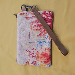 Cott n Curls Ladies Wristlet ▪︎ Canvas & Leather ▪︎ Very Gently Used, If Ever!
